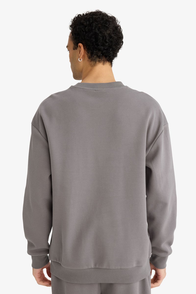 DeFacto Grey Man Boxy Fit Long Sleeve Sweatshirt Casual - Image 5